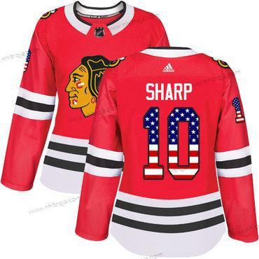 Adidas Dam Chicago Blackhawks #10 Patrick Sharp Röd Autentisk USA Flag Stitched NHL Hemma Tröjor