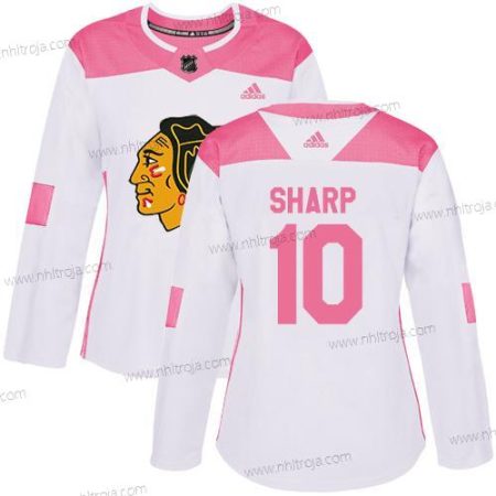 Adidas Dam Chicago Blackhawks #10 Patrick Sharp Vit Rosa Autentisk Stitched NHL Tröjor