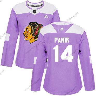 Adidas Dam Chicago Blackhawks #14 Richard Panik Lila Autentisk Bekämpar cancer Stitched NHL Tröjor