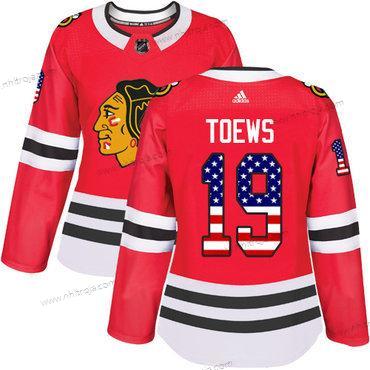 Adidas Dam Chicago Blackhawks #19 Jonathan Toews Röd Autentisk USA Flag Stitched NHL Hemma Tröjor