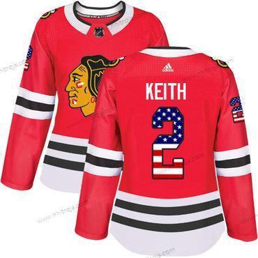 Adidas Dam Chicago Blackhawks #2 Duncan Keith Röd Autentisk USA Flag Stitched NHL Hemma Tröjor