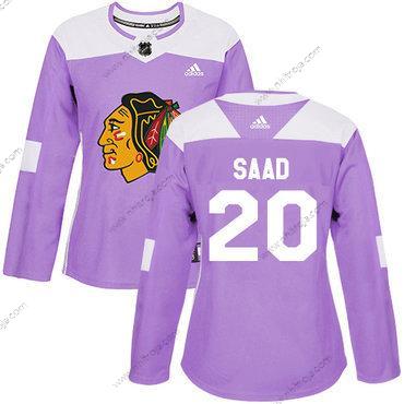 Adidas Dam Chicago Blackhawks #20 Brandon Saad Lila Autentisk Bekämpar cancer Stitched NHL Tröjor