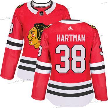 Adidas Dam Chicago Blackhawks #38 Ryan Hartman Röd Autentisk Stitched NHL Hemma Tröjor