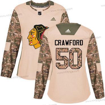 Adidas Dam Chicago Blackhawks #50 Corey Crawford Camo Autentisk 2017 Veterans Day Stitched NHL Tröjor