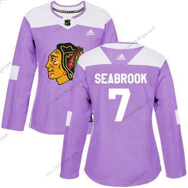 Adidas Dam Chicago Blackhawks #7 Brent Seabrook Lila Autentisk Bekämpar cancer Stitched NHL Tröjor