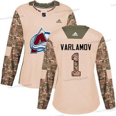 Adidas Dam Colorado Avalanche #1 Semyon Varlamov Camo Autentisk 2017 Veterans Day Stitched NHL Tröjor