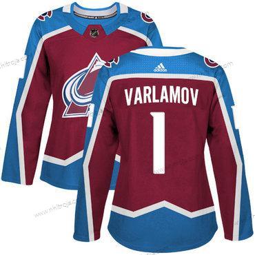 Adidas Dam Colorado Avalanche #1 Semyon Varlamov Röd Autentisk Stitched NHL Hemma Tröjor