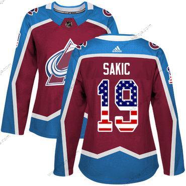 Adidas Dam Colorado Avalanche #19 Joe Sakic Röd Autentisk USA Flag Stitched NHL Hemma Tröjor