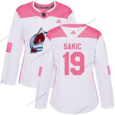 Adidas Dam Colorado Avalanche #19 Joe Sakic Vit Rosa Autentisk Stitched NHL Tröjor