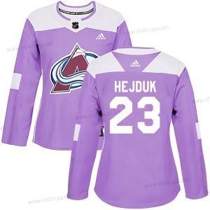 Adidas Dam Colorado Avalanche #23 Milan Hejduk Autentisk Bekämpar cancer Träning Lila Tröjor