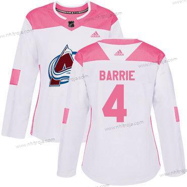 Adidas Dam Colorado Avalanche #4 Tyson Barrie Vit Rosa Autentisk Stitched NHL Tröjor