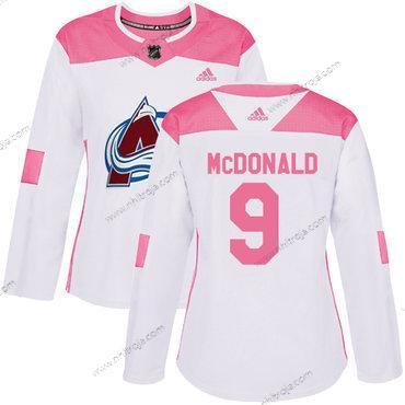 Adidas Dam Colorado Avalanche #9 Lanny Mcdonald Vit Rosa Autentisk Stitched NHL Tröjor