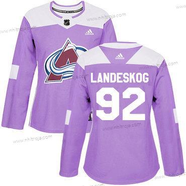 Adidas Dam Colorado Avalanche #92 Gabriel Landeskog Lila Autentisk Bekämpar cancer Stitched NHL Tröjor