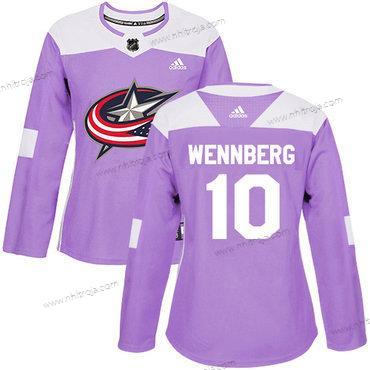 Adidas Dam Columbus Blue Jackets #10 Alexander Wennberg Lila Autentisk Bekämpar cancer Stitched NHL Tröjor