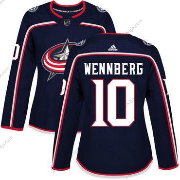 Adidas Dam Columbus Blue Jackets #10 Alexander Wennberg Marin Blå Autentisk Stitched NHL Hemma Tröjor