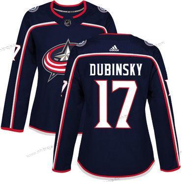 Adidas Dam Columbus Blue Jackets #17 Brandon Dubinsky Marin Blå Autentisk Stitched NHL Hemma Tröjor