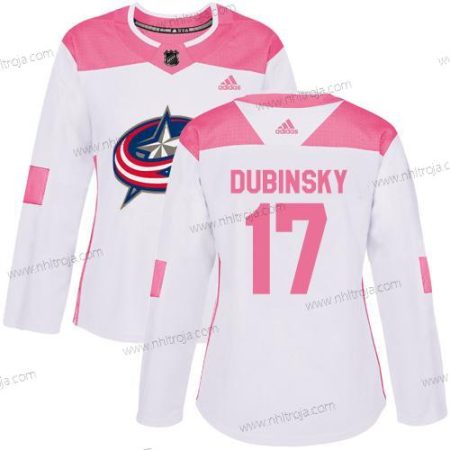 Adidas Dam Columbus Blue Jackets #17 Brandon Dubinsky Vit Rosa Autentisk Stitched NHL Tröjor