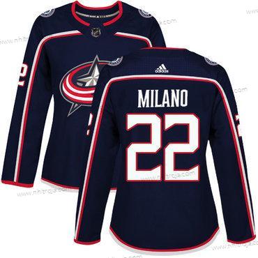 Adidas Dam Columbus Blue Jackets #22 Sonny Milano Marin Blå Autentisk Stitched NHL Hemma Tröjor