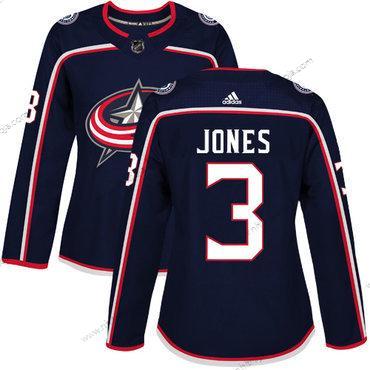 Adidas Dam Columbus Blue Jackets #3 Seth Jones Marin Blå Autentisk Stitched NHL Hemma Tröjor