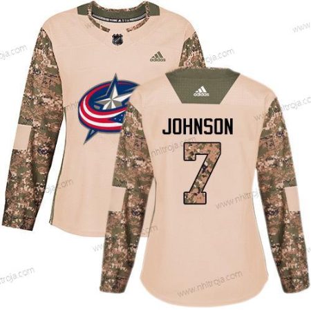 Adidas Dam Columbus Blue Jackets #7 Jack Johnson Camo Autentisk 2017 Veterans Day Stitched NHL Tröjor