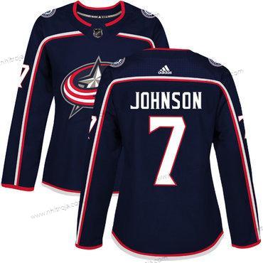 Adidas Dam Columbus Blue Jackets #7 Jack Johnson Marin Blå Autentisk Stitched NHL Hemma Tröjor