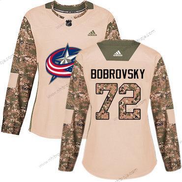 Adidas Dam Columbus Blue Jackets #72 Sergei Bobrovsky Camo Autentisk 2017 Veterans Day Stitched NHL Tröjor