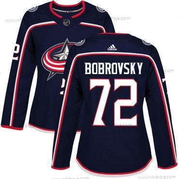 Adidas Dam Columbus Blue Jackets #72 Sergei Bobrovsky Marin Blå Autentisk Stitched NHL Hemma Tröjor