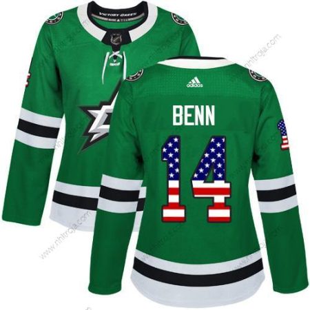 Adidas Dam Dallas Stars #14 Jamie Benn Grön Autentisk USA Flag Stitched NHL Hemma Tröjor