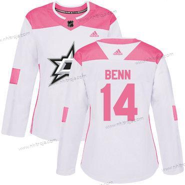 Adidas Dam Dallas Stars #14 Jamie Benn Vit Rosa Autentisk Stitched NHL Tröjor