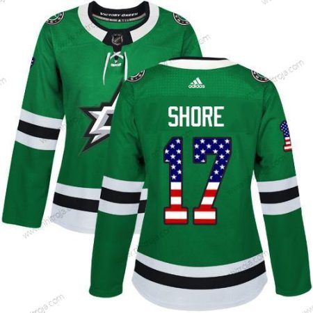 Adidas Dam Dallas Stars #17 Devin Shore Grön Autentisk USA Flag Stitched NHL Hemma Tröjor