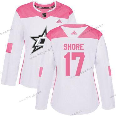 Adidas Dam Dallas Stars #17 Devin Shore Vit Rosa Autentisk Stitched NHL Tröjor