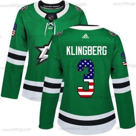 Adidas Dam Dallas Stars #3 John Klingberg Grön Autentisk USA Flag Stitched NHL Hemma Tröjor