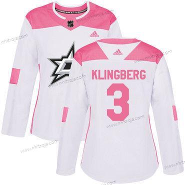 Adidas Dam Dallas Stars #3 John Klingberg Vit Rosa Autentisk Stitched NHL Tröjor