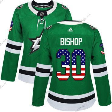 Adidas Dam Dallas Stars #30 Ben Bishop Grön Autentisk USA Flag Stitched NHL Hemma Tröjor