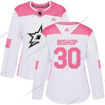 Adidas Dam Dallas Stars #30 Ben Bishop Vit Rosa Autentisk Stitched NHL Tröjor