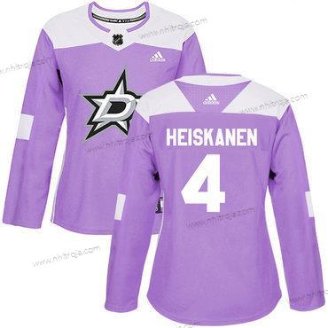 Adidas Dam Dallas Stars #4 Miro Heiskanen Lila Autentisk Bekämpar cancer Stitched NHL Tröjor