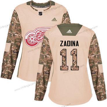 Adidas Dam Detroit Red Wings #11 Filip Zadina Autentisk Camo Veterans Day Träning Tröjor