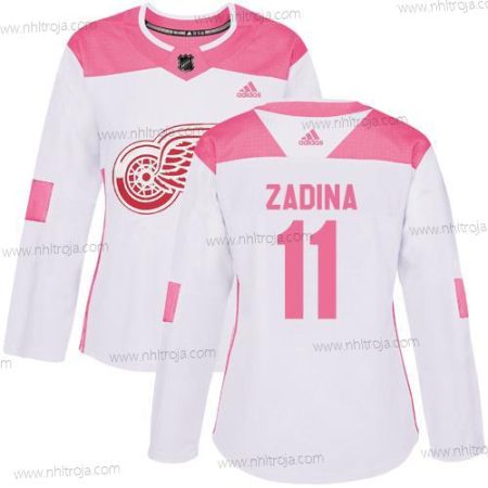 Adidas Dam Detroit Red Wings #11 Filip Zadina Autentisk Vit Rosa Tröjor