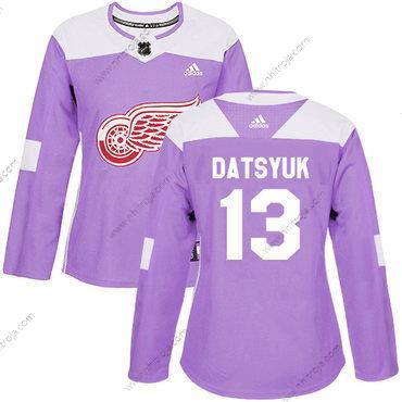 Adidas Dam Detroit Red Wings #13 Pavel Datsyuk Lila Autentisk Bekämpar cancer Stitched NHL Tröjor