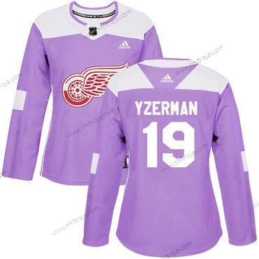 Adidas Dam Detroit Red Wings #19 Steve Yzerman Lila Autentisk Bekämpar cancer Stitched NHL Tröjor