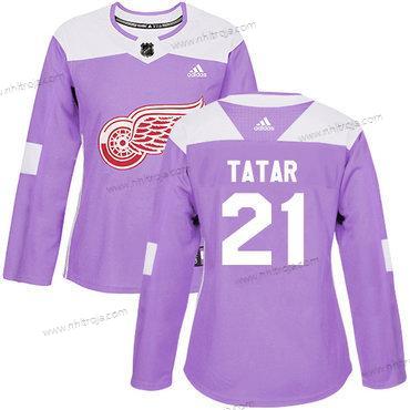 Adidas Dam Detroit Red Wings #21 Tomas Tatar Lila Autentisk Bekämpar cancer Stitched NHL Tröjor