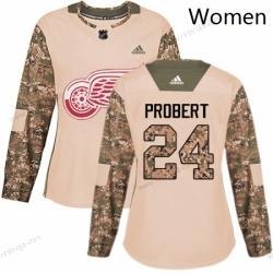 Adidas Dam Detroit Red Wings 24 Bob Probert Autentisk Camo Veterans Day Träning NHL Tröjor