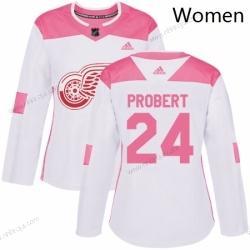 Adidas Dam Detroit Red Wings 24 Bob Probert Autentisk Vit Rosa NHL Tröjor