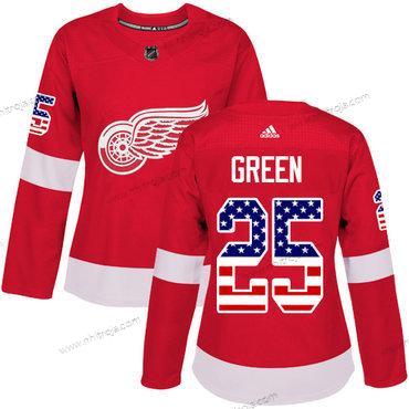 Adidas Dam Detroit Red Wings #25 Mike Grön Röd Autentisk USA Flag Stitched NHL Hemma Tröjor