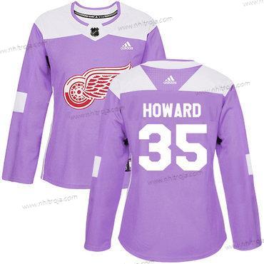 Adidas Dam Detroit Red Wings #35 Jimmy Howard Lila Autentisk Bekämpar cancer Stitched NHL Tröjor