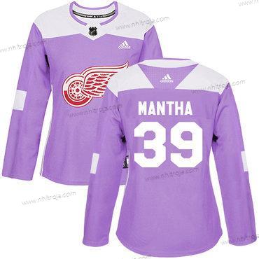 Adidas Dam Detroit Red Wings #39 Anthony Mantha Lila Autentisk Bekämpar cancer Stitched NHL Tröjor