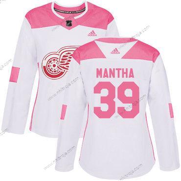 Adidas Dam Detroit Red Wings #39 Anthony Mantha Vit Rosa Autentisk Stitched NHL Tröjor