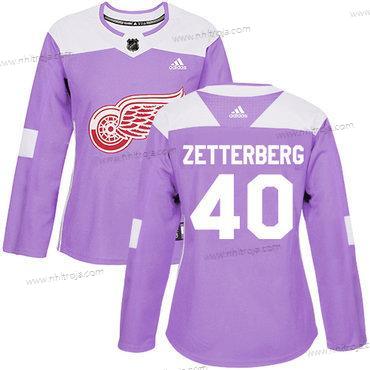 Adidas Dam Detroit Red Wings #40 Henrik Zetterberg Lila Autentisk Bekämpar cancer Stitched NHL Tröjor