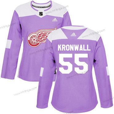 Adidas Dam Detroit Red Wings #55 Niklas Kronwall Lila Autentisk Bekämpar cancer Stitched NHL Tröjor