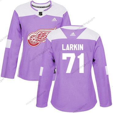 Adidas Dam Detroit Red Wings #71 Dylan Larkin Lila Autentisk Bekämpar cancer Stitched NHL Tröjor